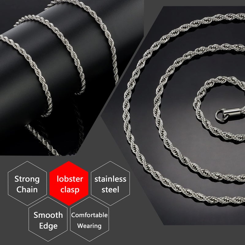 HolyFast Twist Chain Necklace 4mm 22Inches - Stainless Steel Rope Jewelry for Men & Women - Image 3